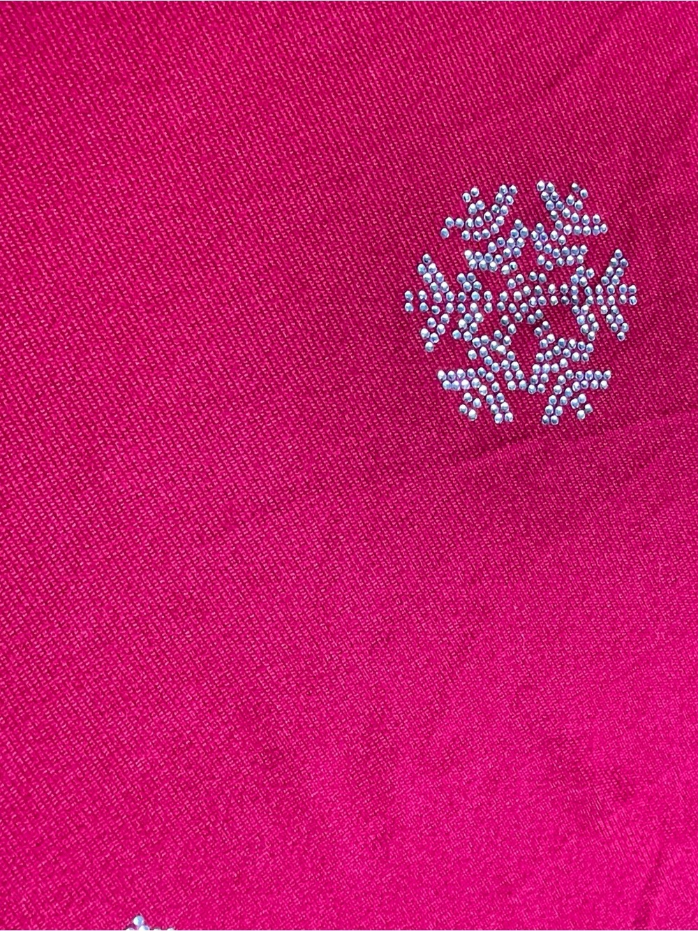 Red comfy red long sleeve shirt XS with sparkling rhinestones snowflakes - Picture 4 of 5